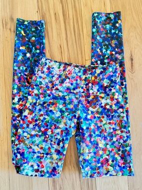 Goldsheep Multicolor Confetti Dot Print Leggings - Blue Base